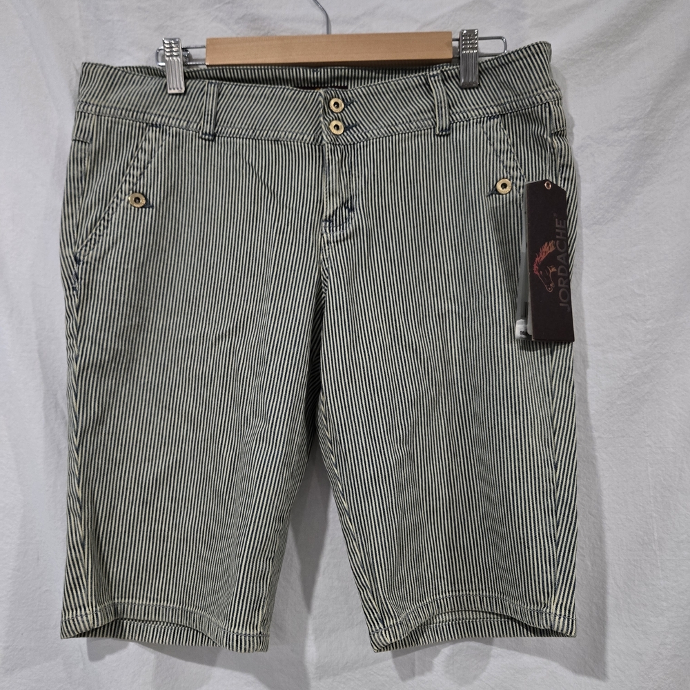 NWT Vintage Jordache Cotton Denim Striped Womans Shorts 30